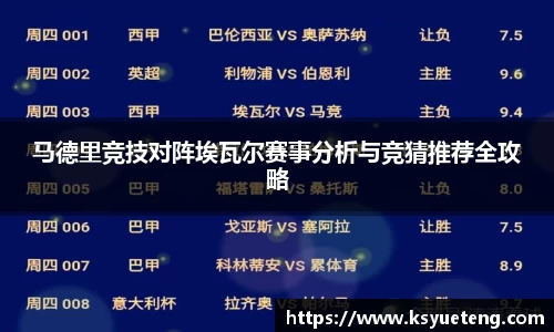 马德里竞技对阵埃瓦尔赛事分析与竞猜推荐全攻略